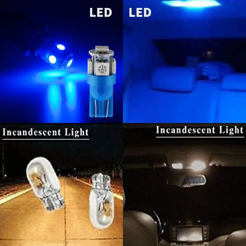 Miniatura 5 de Qasim Bombilla LED azul de 194, T10 W5W 2825, 158, 192, 168, 194, cuña 5-SMD 5050, ultra azul, para interior del automóvil, 12 V CC (paquete de 10)