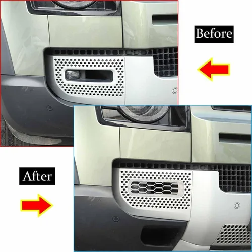 Miniatura 2 de YIWANG Acero inoxidable para Land Rover Defender 90 110 2020-2022 luz antiniebla trasera y luz antiniebla delantera, accesorios de cubierta de red