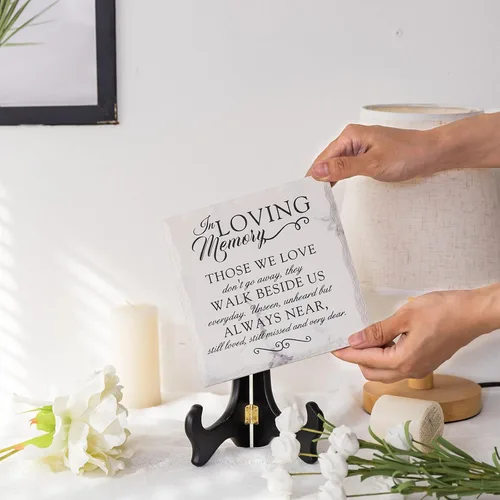 Miniatura 6 de LukieJac - Regalos de condolencia para la pérdida de un ser querido en memoria de madre y padre, placa con soporte de madera, regalos