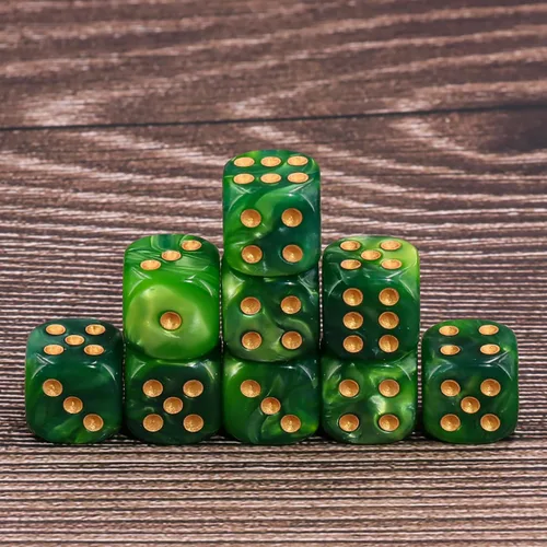 Miniatura 5 de Juego de 36 dados mini, dados de juego de 12 mm de 6 caras D6, dos colores (verde oscuro y verde claro) con caja de juego portátil D6-verde oscuro