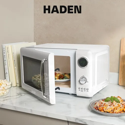 Miniatura 6 de Haden Horno microondas de 700 vatios y 0.7 pies cúbicos con controles digitales, descongelación e inicio instantáneo para encimera, pequeño negro