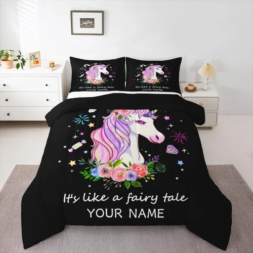 Miniatura 18 de Juego de ropa de cama personalizado con lentejuelas negras y doradas, tamaño individual, edredón de corazón dorado con purpurina para mujeres