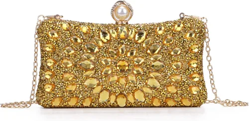 SUKUTU Bolso de noche con diamantes de imitación para mujer, multicolor, con cristales deslumbrantes, para fiesta, novia, boda, cóctel, bolso