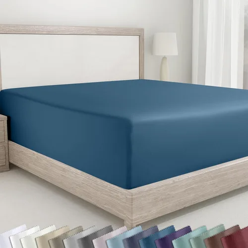 Miniatura 11 de California Design Den - Sábana ajustada de algodón, suave, 400 hilos, 100 % algodón, elástico que no se zafa, bolsillos profundos, refrescante y 25