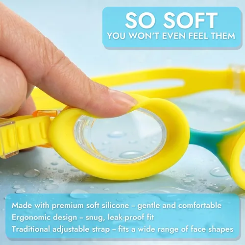 Miniatura 5 de 2 Pack Kids Swim Goggles for Toddlers 6-14(8-12), Anti-Fog UV Protection No Leak Swimming Glasses for Boys Girls Rosa y amarillo