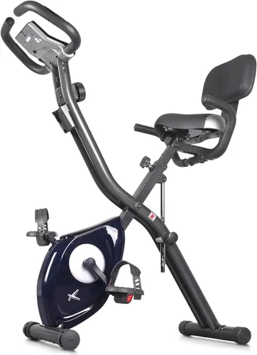 leikefitness LEIKE X Bicicleta plegable ultra silenciosa, bicicleta vertical magnética con monitor de frecuencia cardíaca, monitor LCD y fácil de