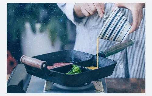 Miniatura 4 de CapriTech Sartén de hierro fundido con 3 secciones para desayuno, sartén con 2 asas de asistencia para estufa de gas y cocina de inducción