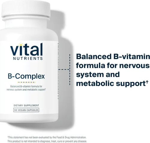 Miniatura 3 de Vital Nutrients Vitaminas B Complex Vitaminas del complejo B metilado de alta potencia veganas - Vitaminas B apoyan la producción de energía
