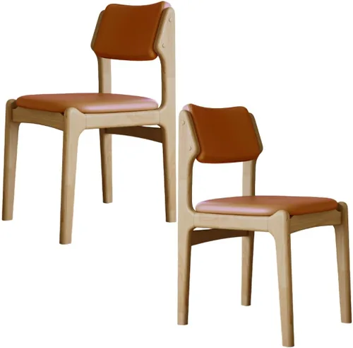 Miniatura 45 de YVYKFZD Wooden Dining Chairs Set, Leather Dining Room Chair with Back, Upholstered Kitchen Chairs, Armless Living Room Chair, for Bedroom Offices
