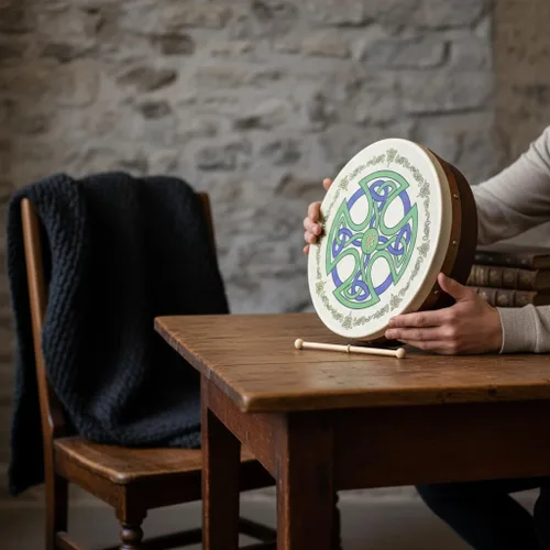 Miniatura 2 de Waltons Bodhrán 18 pulgadas (Brosna Cross) - Instrumento irlandés hecho a mano - Tono nítido y musical - Batidor de madera dura incluido con compra