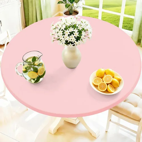 Miniatura 19 de Moosfor Mantel redondo de elastano, elástico ajustable impermeable para mesas de 18 a 24 pulgadas, mantel de picnic elástico lavable para Azul