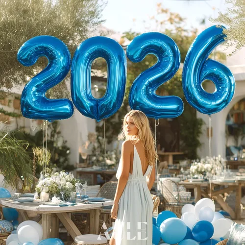 Miniatura 4 de AULE Globos grandes de 40 pulgadas con números 0 azules, globos grandes de números de aluminio, decoraciones de fiesta de cumpleaños de helio