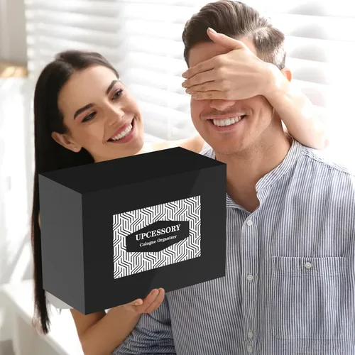 Miniatura 6 de upcessory Organizador de Colonia de Madera para Hombres Estante Mejorado de Colonia de 4 Niveles Organizador de Perfumes con Cajón Forrado