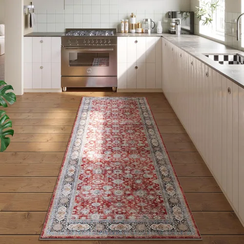 Rugcomf Alfombra de pasillo de 2 x 6 pies, lavable, bohemio, suave, antideslizante, no desprende pelusa, lana sintética, estilo vintage para cocina,