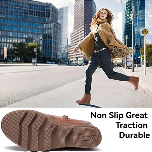 Miniatura 4 de Athlefit Botas de cuña para mujer cómodas botas de cuña al tobillo