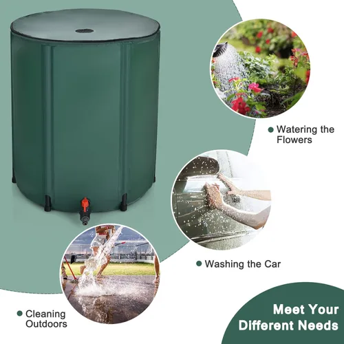 Miniatura 4 de S AFSTAR Barril de lluvia plegable, tanque de almacenamiento plegable para recolección de agua, resistente a la intemperie, contenedor de lluvia