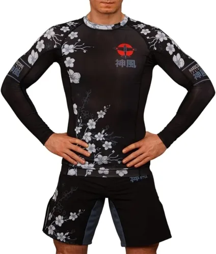 Miniatura 6 de Hardcore Training Camiseta de compresión para hombre, manga larga, Jiu Jitsu, MMA No-Gi, BJJ apretada, capa base de combate