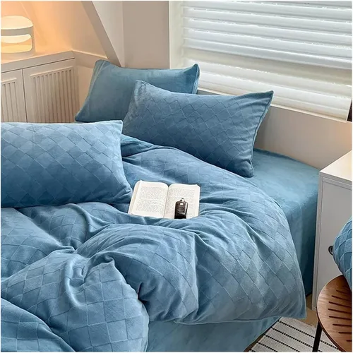Miniatura 3 de Winter Bedding Sets Double Plush Duvet Cover Sheet Pillowcase 4 Piece Queen Size Sheet Set,Bedding
