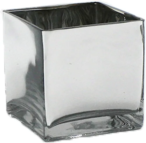 Miniatura 26 de WGV - Jarrón de cristal en forma de cubo a granel, portavelas, 3 x 3 x 3 pulgadas, contenedor transparente elegante con decoración floral