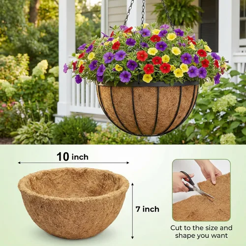 Miniatura 2 de HFHOME 4PCS 10" Dia Round Coco Liner, 10 pulgadas de fibra de coco de repuesto para cesta colgante