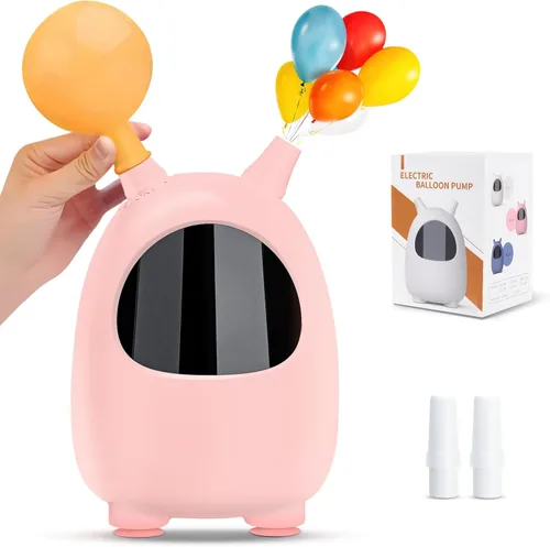 Balloon Pump Electric, SPLAKS Balloons Inflator Air Pump Portable Balloon Blower for Garland Arch, Party Decoration Rosa