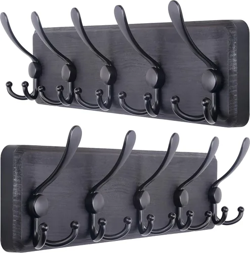 Miniatura 44 de SKOLOO Perchero de pared montado en la pared de estilo rústico: Perchero de pared de pino de madera auténtica de 40,6 cm de orificio a orificio
