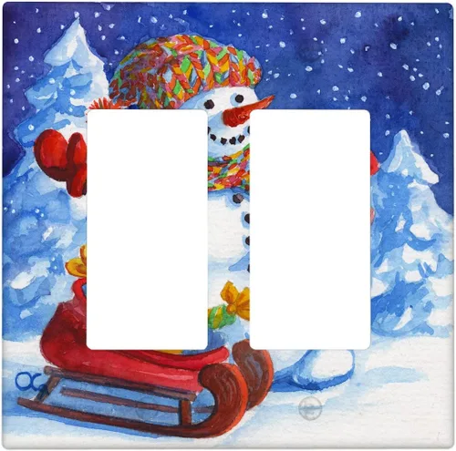 Miniatura 36 de Cubierta de interruptor de luz dúplex de 1 banda, cubierta decorativa de Navidad con copos de nieve rojos, placa frontal decorativa para cocina