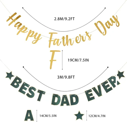 Miniatura 2 de Pancarta dorada con texto en inglés «Happy Father's Day» para el Día del Padre, decoración de fiesta del padre, guirnalda de fondo para el día