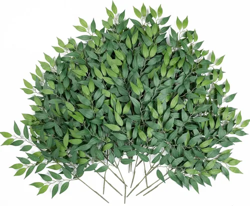 mizii 24 tallos de vegetación artificial de Ruscus italiano, hojas verdes de seda, 20 pulgadas, tallos de plantas falsas tipo spray, guirnalda de