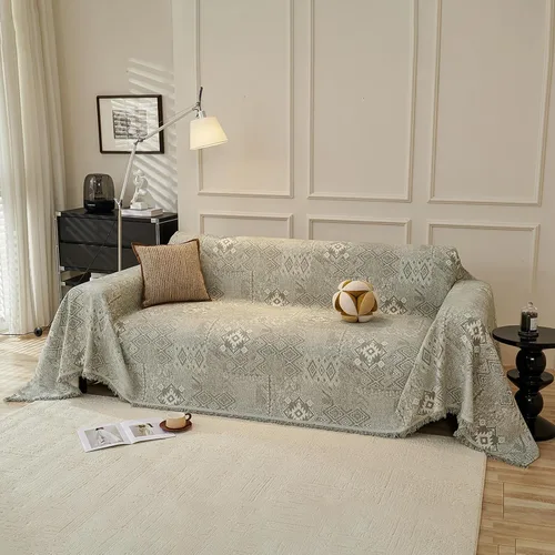 Miniatura 39 de DREAMINGO Fundas de sofá para sofá, estilo bohemio, geométrico y jacquard vintage, de 2 plazas, antideslizante, protector de muebles de felpilla