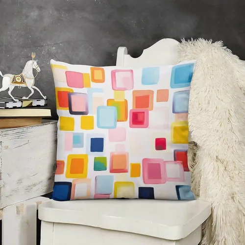 Miniatura 11 de Almohadas grandes para cama, fundas de almohada abstractas coloridas con patrón de rayas verticales, fundas de almohada cuadradas suaves, fundas