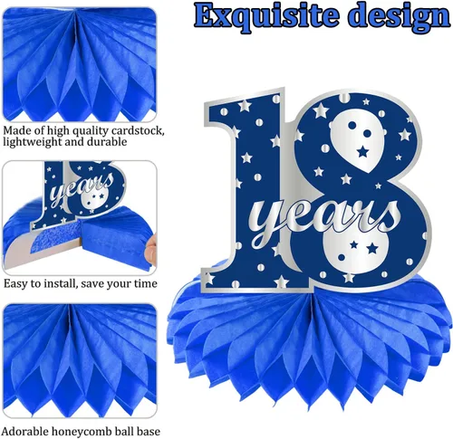 Miniatura 5 de 8 piezas de decoración de cumpleaños número 18, centro de mesa para fiesta, suministros de decoración de cumpleaños número 18, centros de mesa