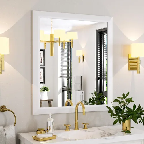 Miniatura 103 de Amorho Espejo de Baño Negro, Espejos de Pared de 24x30 Pulgadas con Marco de Metal Grueso para Sobre el Fregadero, Dormitorio, Sala de Estar