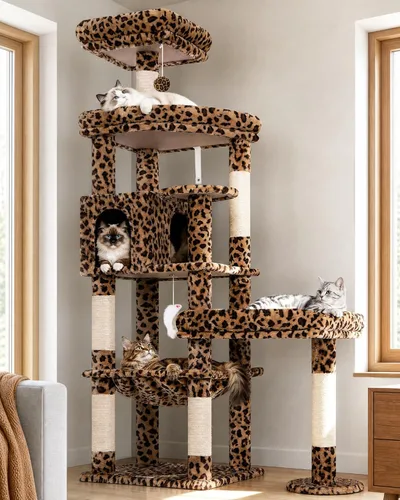 Miniatura 12 de Globlazer Árbol para Gatos de Plataforma Extra Grande, 65 pulgadas de Alto, Árbol para Gatos Resistente para Gatos de Interior Grandes Adultos