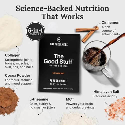Miniatura 5 de The Good Stuff Potenciador de café de canela Crema de café saludable para concentración y energía Keto, crema en polvo no láctea con aceite