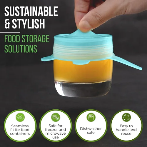 Miniatura 5 de Tapas elásticas de silicona reutilizables para almacenamiento de alimentos en el refrigerador, fundas elásticas resistentes al calor para cuencos