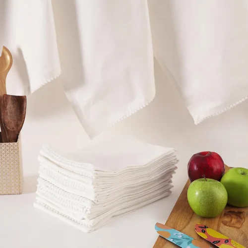 Miniatura 2 de TARAN LIVING Juego de toallas de cocina blancas de 18 x 28 pulgadas, paquete de 6 paños de cocina de tela de algodón, suaves y absorbentes, lavables