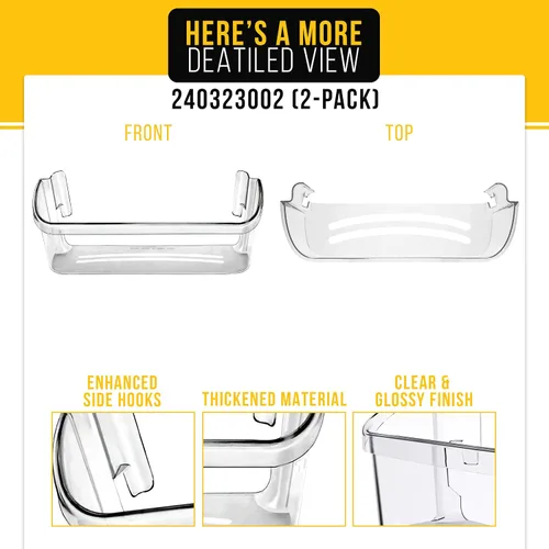 Miniatura 3 de PartsBroz 240323002 Estante para puerta de refrigerador (paquete de 2) para Frigidaire FGHS2631PF4A FGHS2655PF5A DGUS2645LF6A FGHS2631PF3