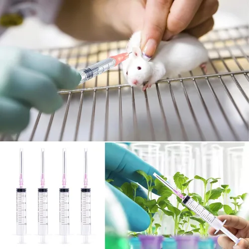 Miniatura 7 de 40 jeringas Luer lock de 0.3 fl oz con agujas de 18ga, jeringas y agujas de plástico desechables de embalaje individual para laboratorios