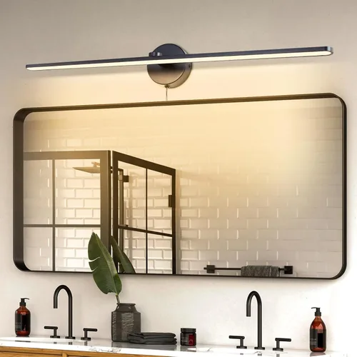 Miniatura 11 de Lámparas de baño con enchufe de 15.75 pulgadas, modernas luces negras de tocador sobre el espejo, luz cálida de 3000 K, no regulable, luz de imagen