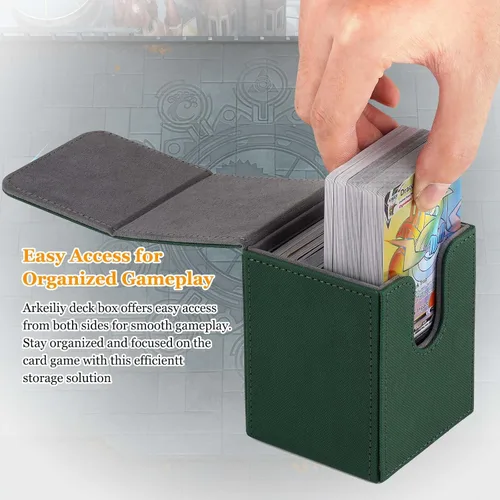 Miniatura 5 de Caja para mazos de cartas Arkeiliy, caja de almacenamiento de más de 110 cartas MTG con 50 fundas para cartas, estuches coleccionables para cartas