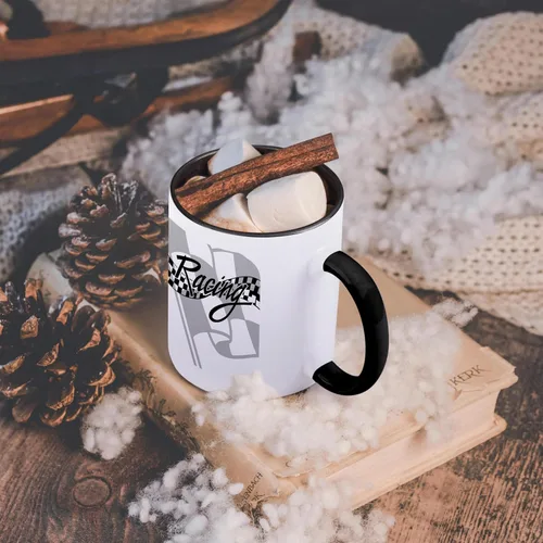 Miniatura 6 de 3dRose Taza de café, tamaño – 15 oz – Bandera de carreras a cuadros en blanco y negro PS Creations – divertido regalo de taza de café