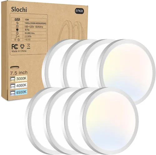 Miniatura 8 de Paquete de 2 lámparas LED de techo empotradas, 3000K-4000K-6500K y equivalente a 100W, lámpara de techo empotrada moderna para cocina de 15W