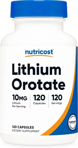 Nutricost Orotato de litio (10 mg) 120 cápsulas - Suplemento de litio vegano, sin OMG, sin gluten