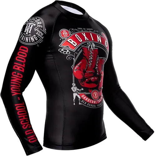 Miniatura 4 de Hardcore Training Code of Honor Rash Guard - Camiseta de manga larga para hombre, compresión MMA No-Gi Tight BJJ, capa base para fitness