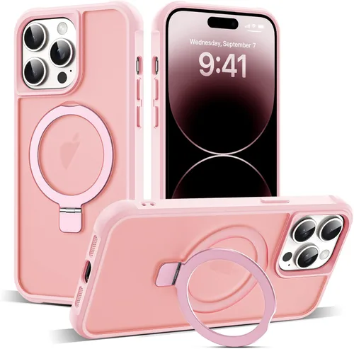 Miniatura 44 de SKYLMW – Funda compatible con iPhone 12 Pro Max y iPhone 13 Pro Max con soporte magnético invisible tipo anillo, fundas translúcidas para teléfonos