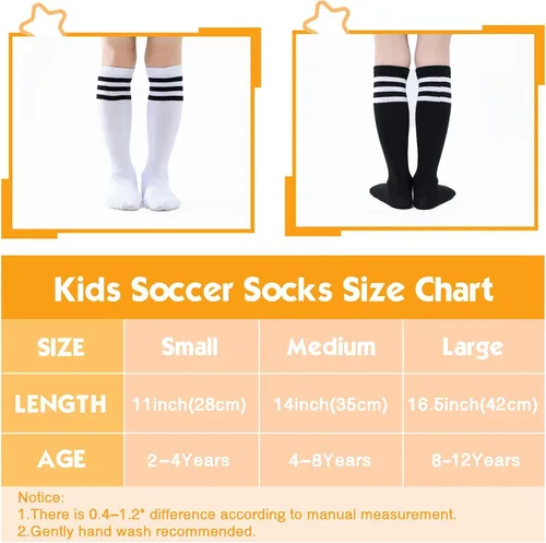 Miniatura 15 de TOCONFFON Calcetines de tubo hasta la rodilla para niños, niñas y adolescentes, calcetines deportivos de algodón para la escuela de fútbol, uniforme