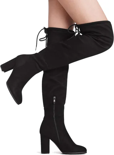 Miniatura 5 de Dream Pairs - Botas altas sobre la rodilla a la moda ajustadas y con tacón grueso para mujer