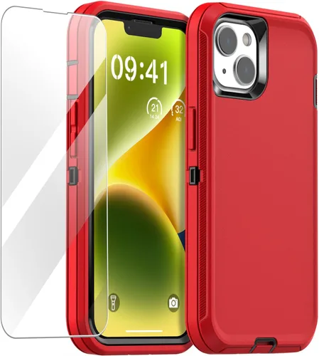 Miniatura 19 de AICase Funda para iPhone 14 (6.1 pulgadas) con protector de pantalla de vidrio, protección contra caídas de alta resistencia, cuerpo completo, a