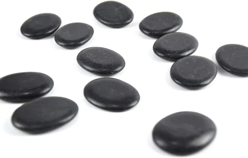 Miniatura 7 de Juego de 12 piedras de masaje calientes pequeñas, piedra calentada de basalto de lava natural para masaje de spa, color negro, 1.18 x 1.57 pulgadas